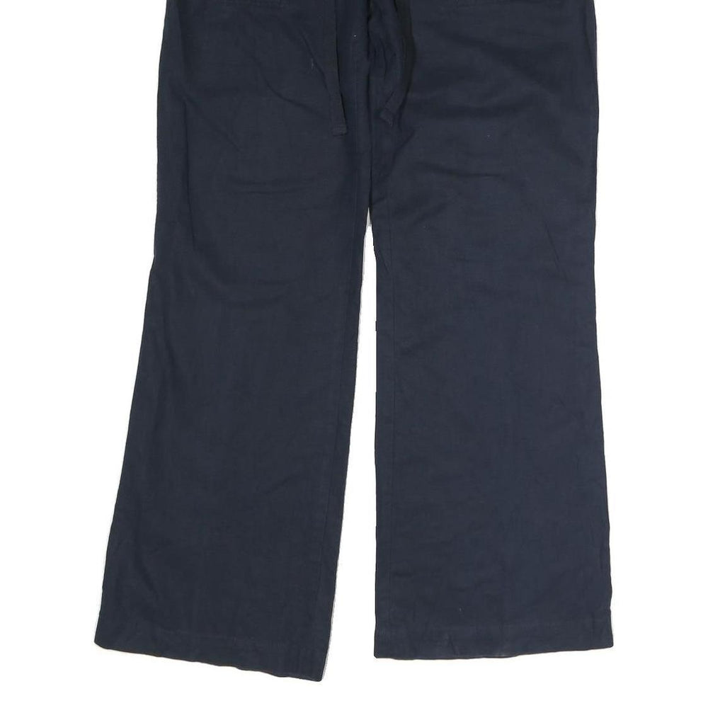 BANANA REPUBLIC Womens Linen Navy Relaxed Wide-Leg Trousers W34 L32 Casual
