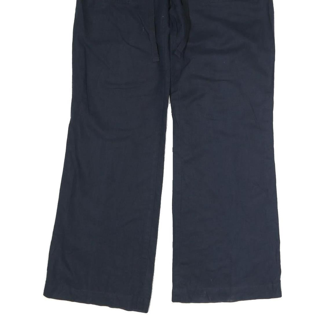 BANANA REPUBLIC Womens Linen Navy Relaxed Wide-Leg Trousers W34 L32 Casual