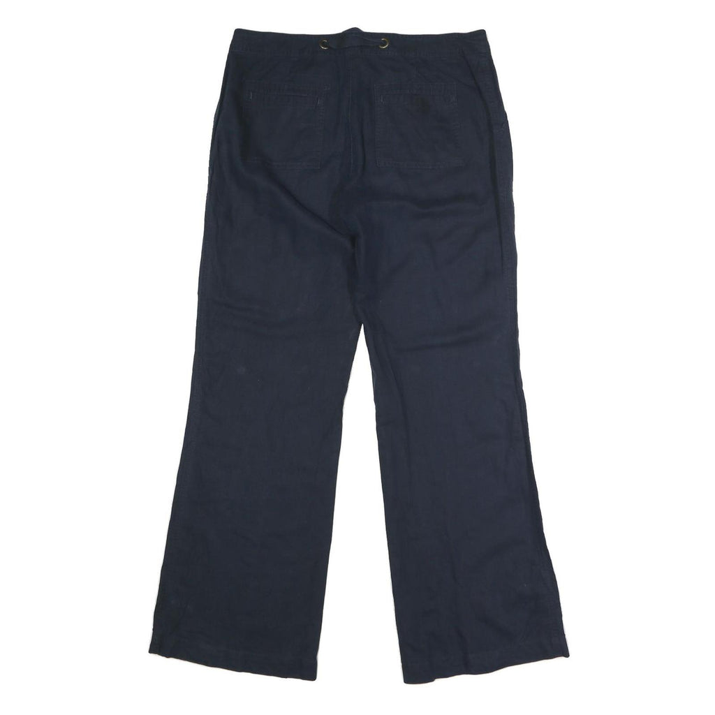 BANANA REPUBLIC Womens Linen Navy Relaxed Wide-Leg Trousers W34 L32 Casual