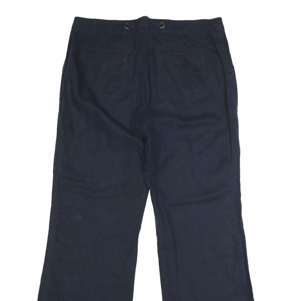 BANANA REPUBLIC Womens Linen Navy Relaxed Wide-Leg Trousers W34 L32 Casual