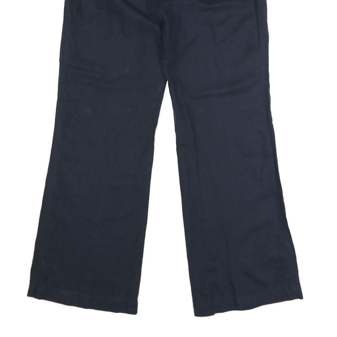 BANANA REPUBLIC Womens Linen Navy Relaxed Wide-Leg Trousers W34 L32 Casual