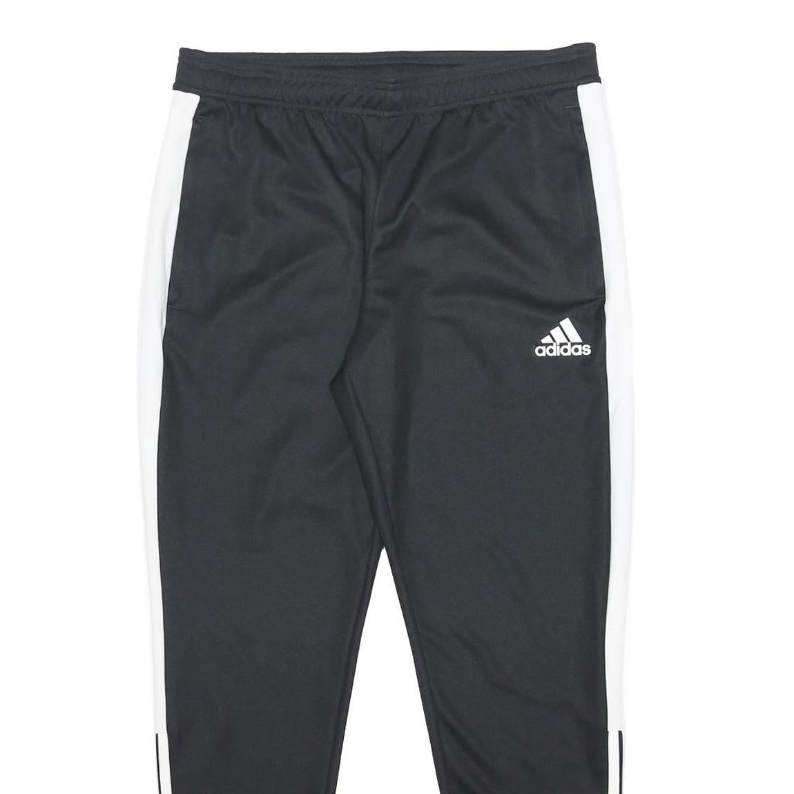 ADIDAS Mens Joggers Black & White L W32 L28 Slim Tapered Athletic Sportswear