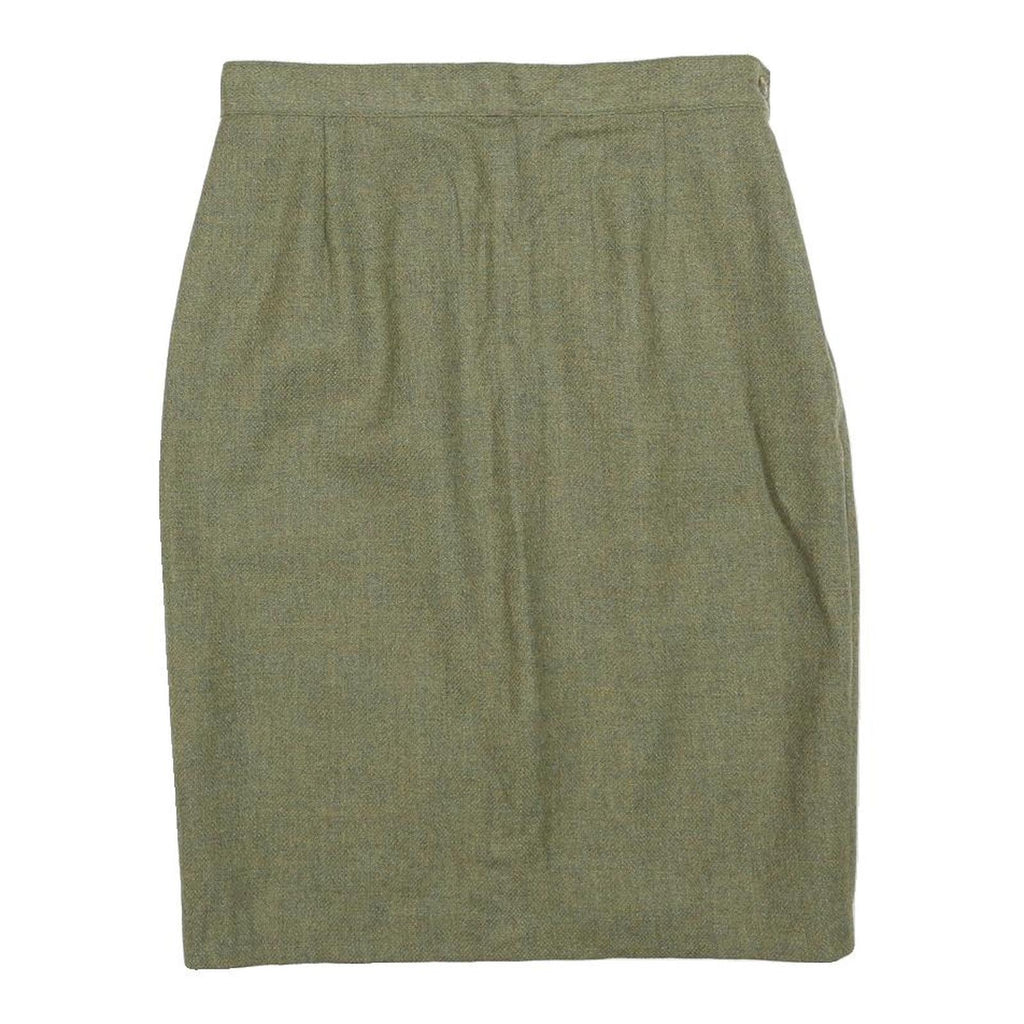 Womens Green Wool Plain Pencil Knee Length Skirt M Classic Tailored Style