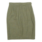Womens Green Wool Plain Pencil Knee Length Skirt M Classic Tailored Style
