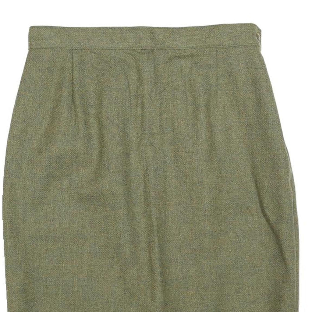 Womens Green Wool Plain Pencil Knee Length Skirt M Classic Tailored Style