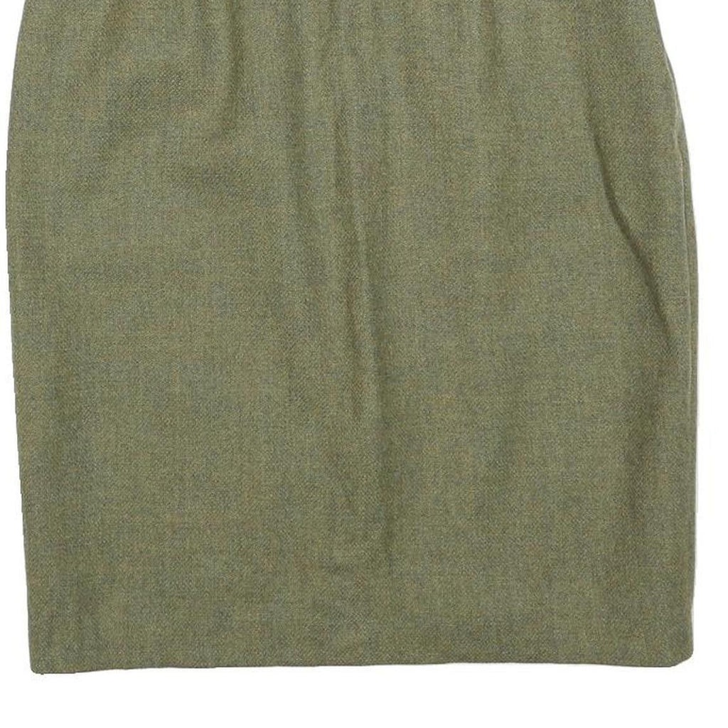 Womens Green Wool Plain Pencil Knee Length Skirt M Classic Tailored Style