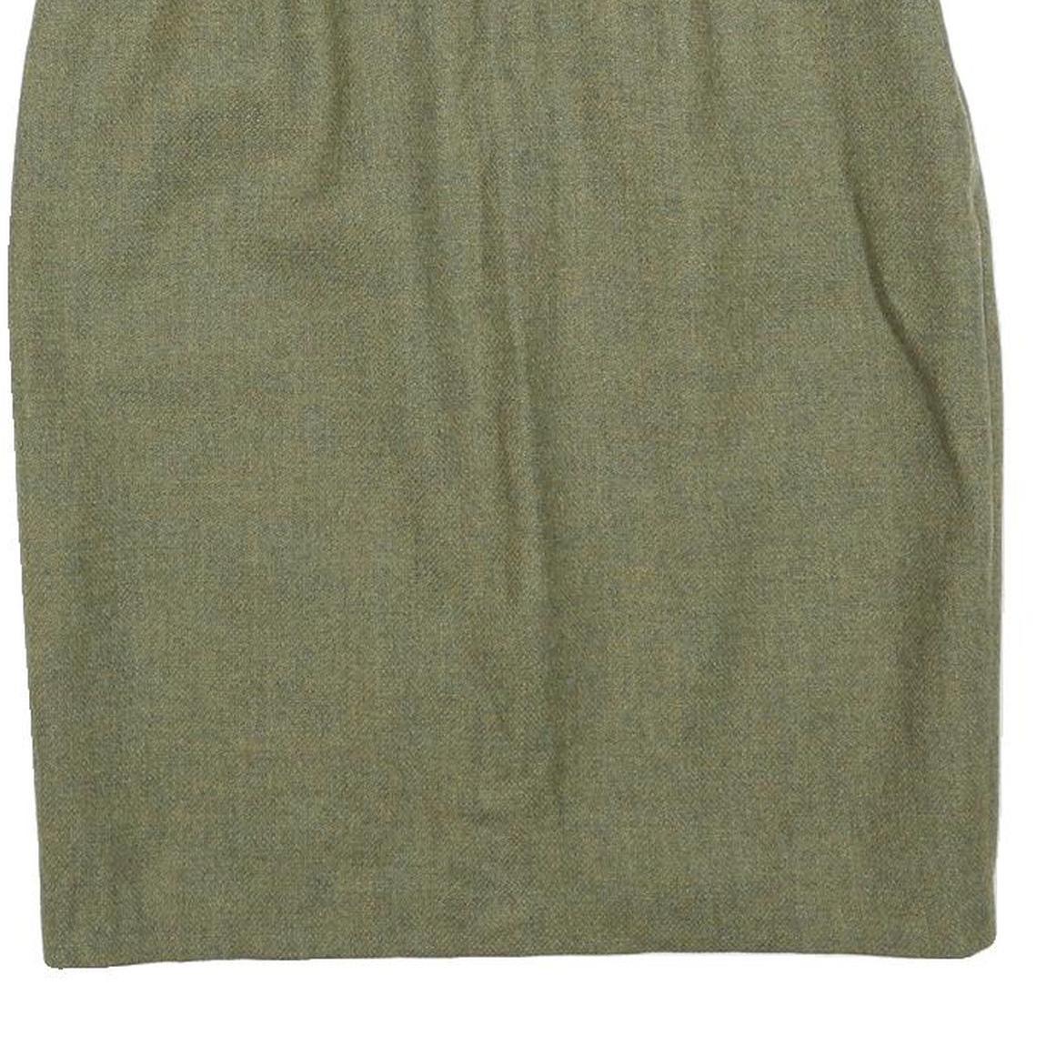 Womens Green Wool Plain Pencil Knee Length Skirt M Classic Tailored Style