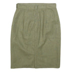 Womens Green Wool Plain Pencil Knee Length Skirt M Classic Tailored Style