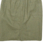 Womens Green Wool Plain Pencil Knee Length Skirt M Classic Tailored Style