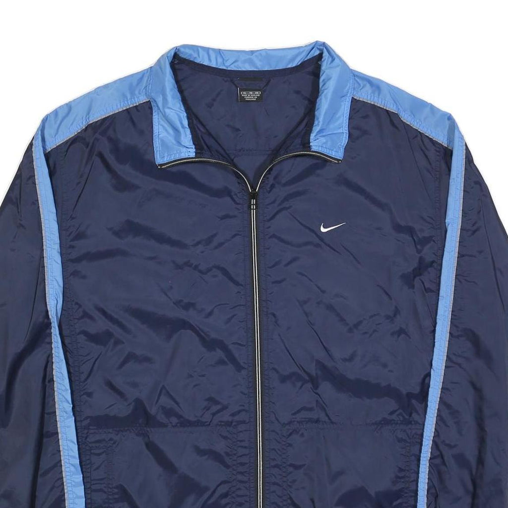 NIKE Mens Blue & Light Blue Track Jacket XL Nylon Plain Zip Sportswear