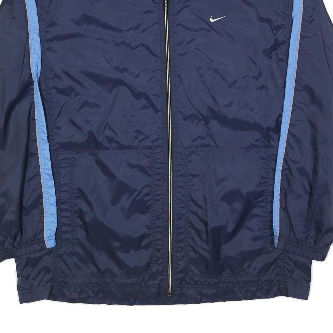 NIKE Mens Blue & Light Blue Track Jacket XL Nylon Plain Zip Sportswear