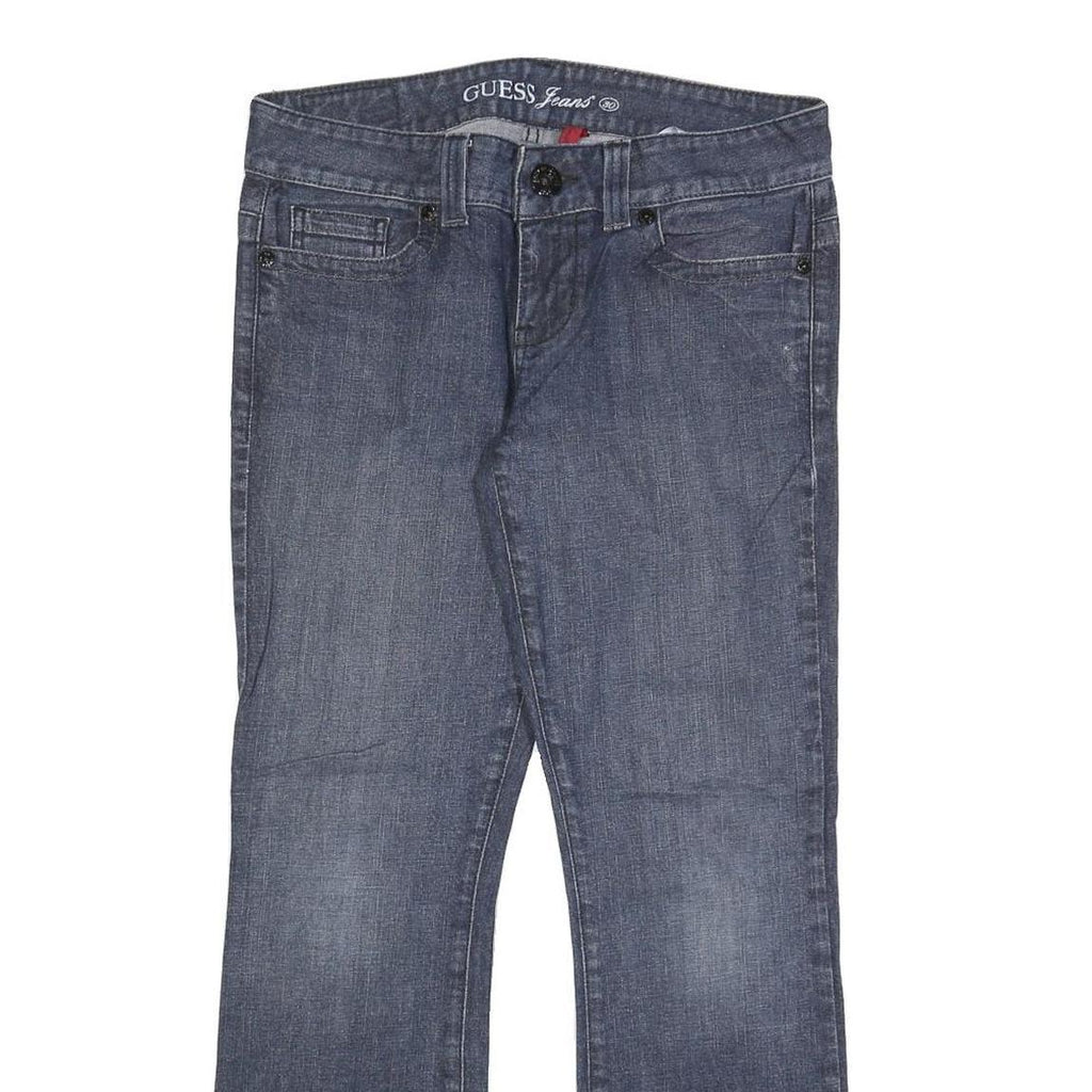GUESS Womens Blue Regular Straight Denim W30 L30 Cotton Blend Zip Comfortable
