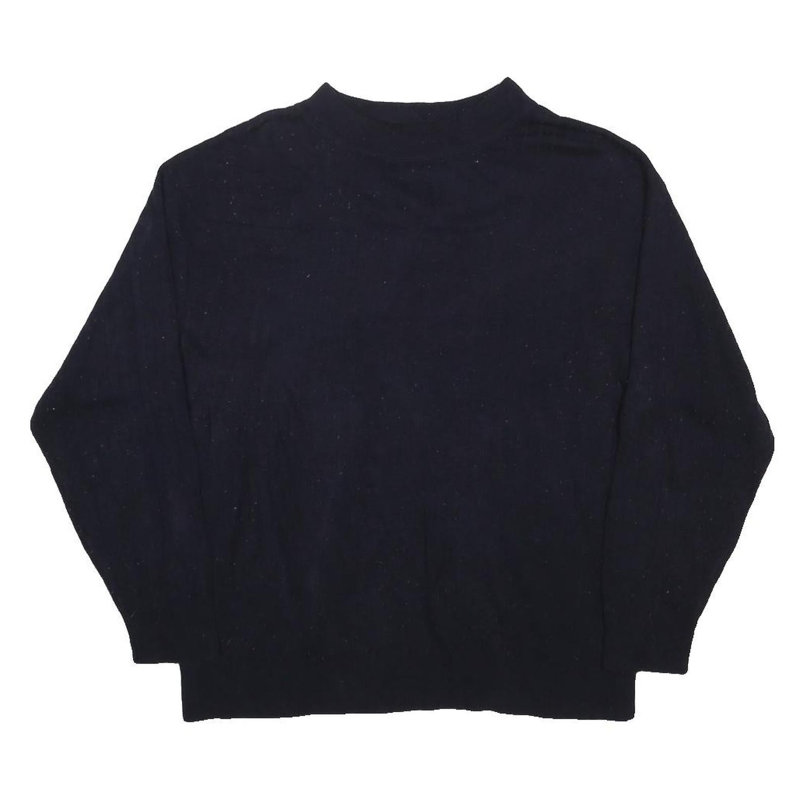 SAG HARBOR Womens Black Plain Knit Crew Neck Basic Knit Jumper L Casual Wear