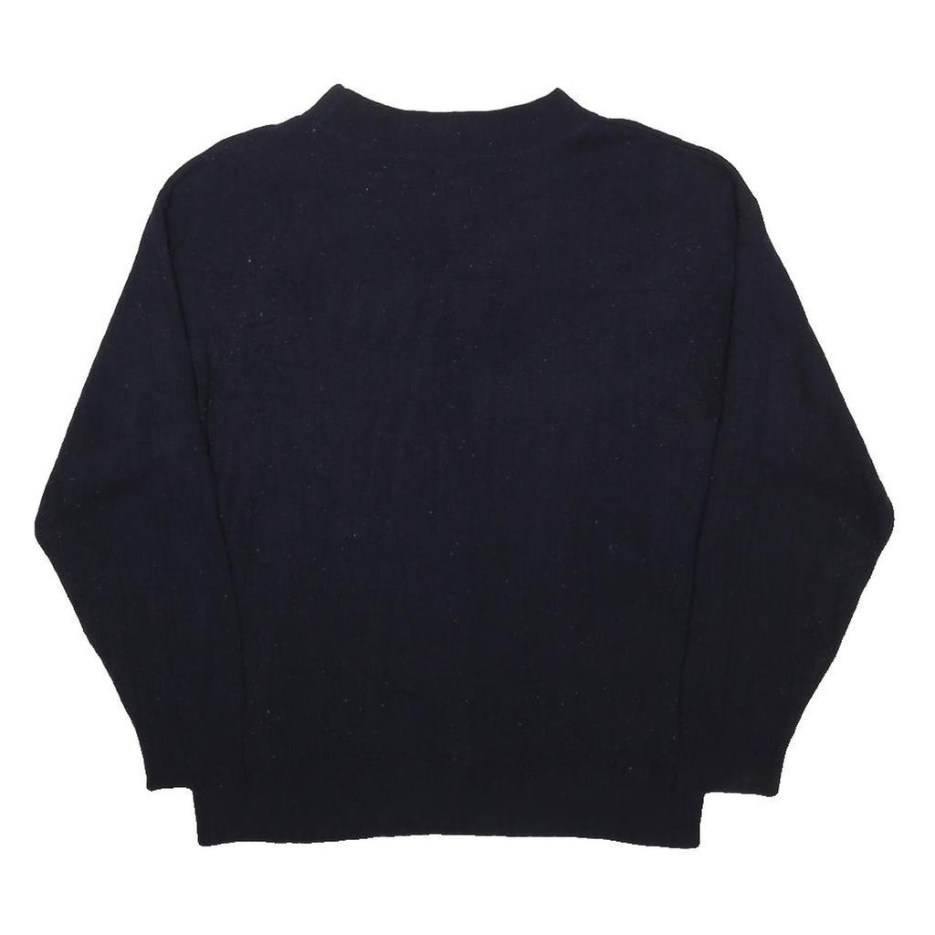 SAG HARBOR Womens Black Plain Knit Crew Neck Basic Knit Jumper L Casual Wear