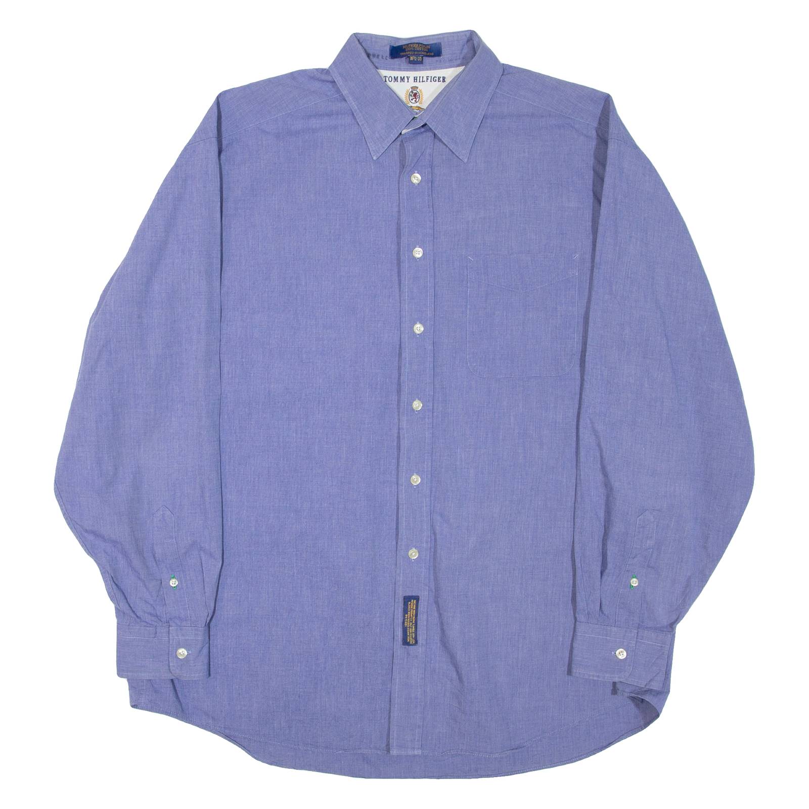 TOMMY HILFIGER Mens Plain Shirt Blue Long Sleeve XL