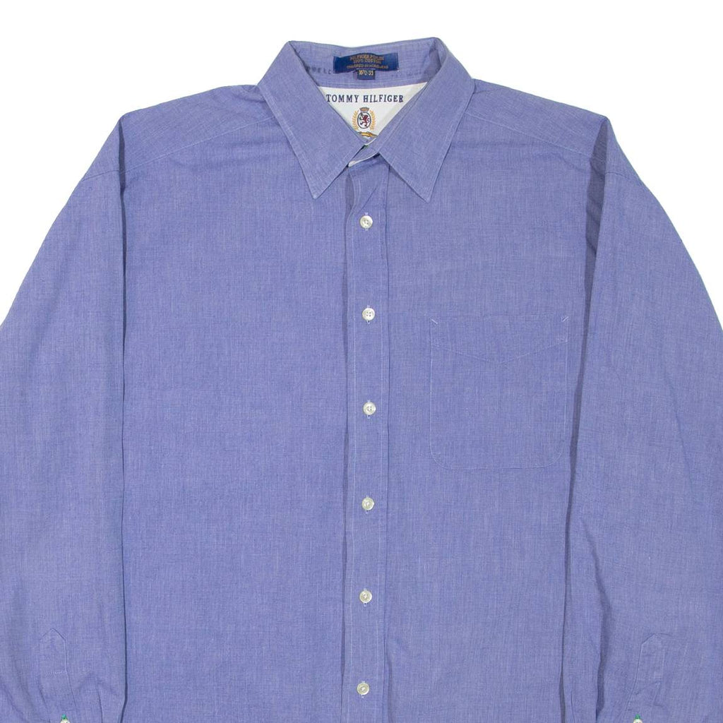 TOMMY HILFIGER Mens Plain Shirt Blue Long Sleeve XL