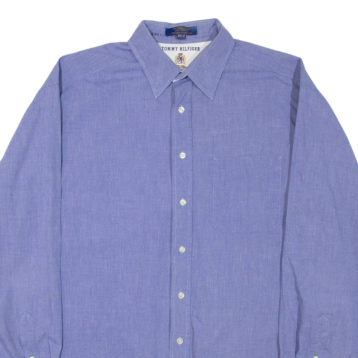 TOMMY HILFIGER Mens Plain Shirt Blue Long Sleeve XL