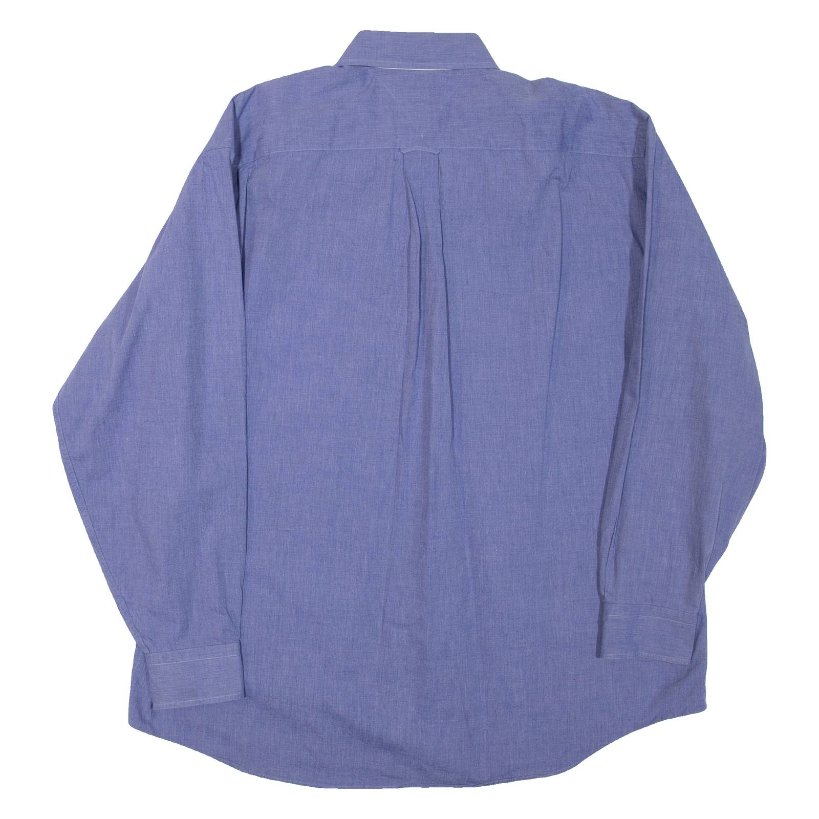 TOMMY HILFIGER Mens Plain Shirt Blue Long Sleeve XL