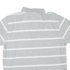 TOMMY HILFIGER Womens Grey & White Striped Short Sleeve Polo Shirt M Classic