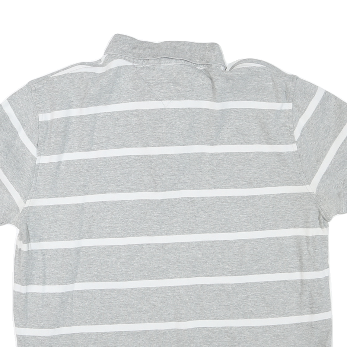 TOMMY HILFIGER Womens Grey & White Striped Short Sleeve Polo Shirt M Classic
