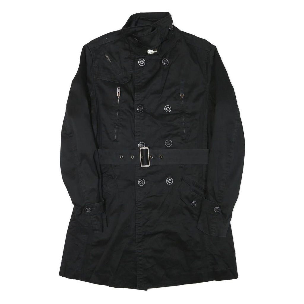 DIESEL Womens Black Military Jacket S Cotton Blend Button Front Stylish