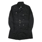 DIESEL Womens Black Military Jacket S Cotton Blend Button Front Stylish