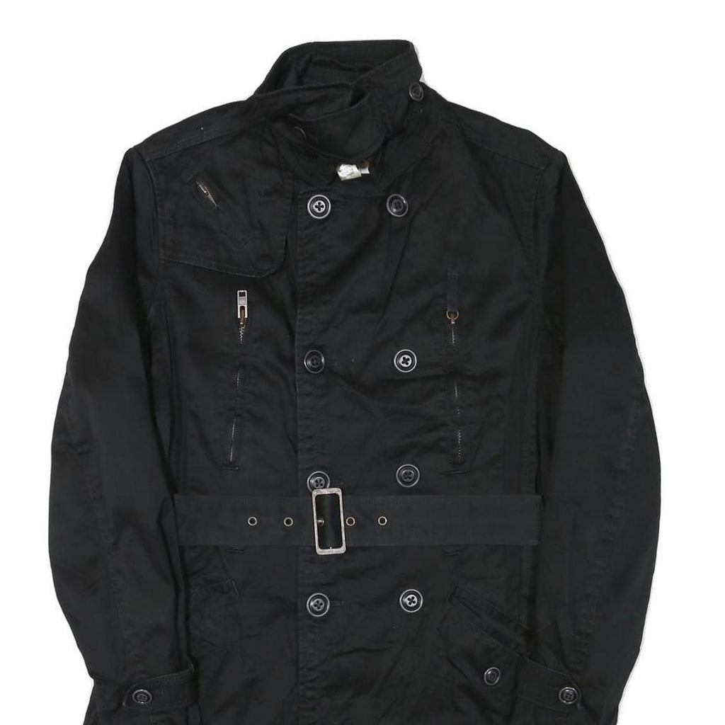 DIESEL Womens Black Military Jacket S Cotton Blend Button Front Stylish