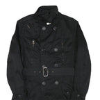 DIESEL Womens Black Military Jacket S Cotton Blend Button Front Stylish