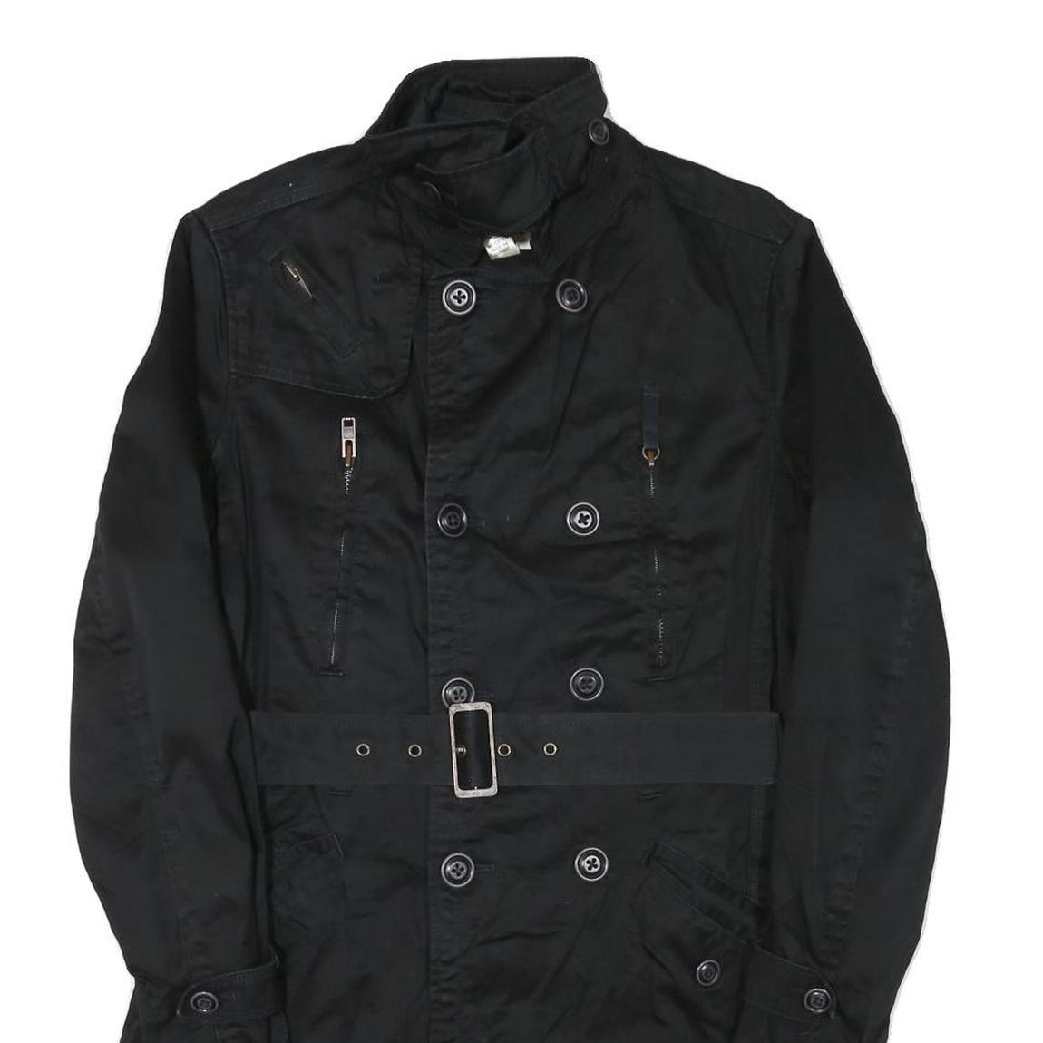 DIESEL Womens Black Military Jacket S Cotton Blend Button Front Stylish