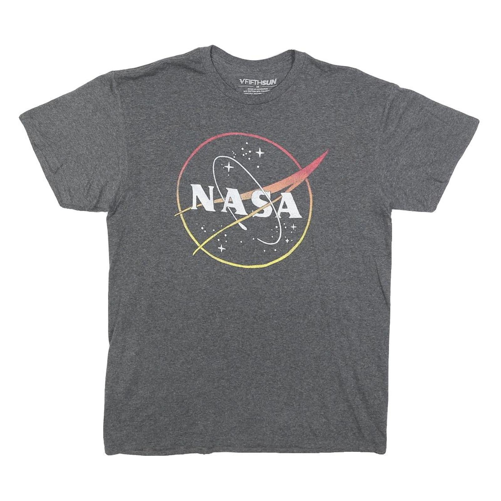 FIFTHSUN Mens Grey NASA Graphic T-Shirt M Short Sleeve Crew Neck