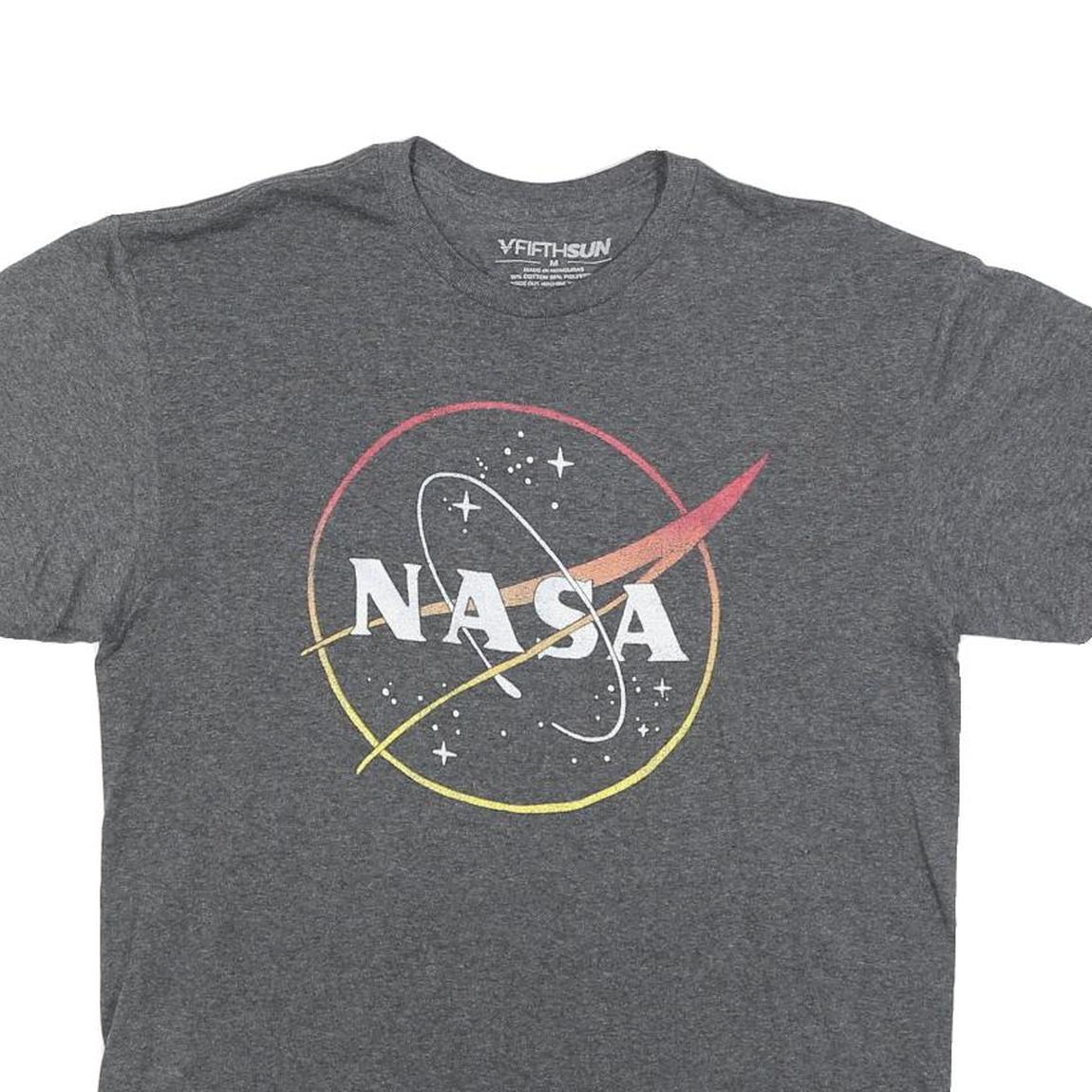 FIFTHSUN Mens Grey NASA Graphic T-Shirt M Short Sleeve Crew Neck