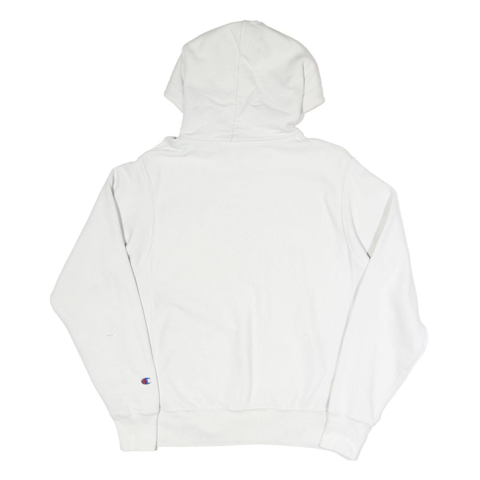 CHAMPION REVERSE WEAVE Mens White Hoodie S Classic Logo Pullover Cotton Blend