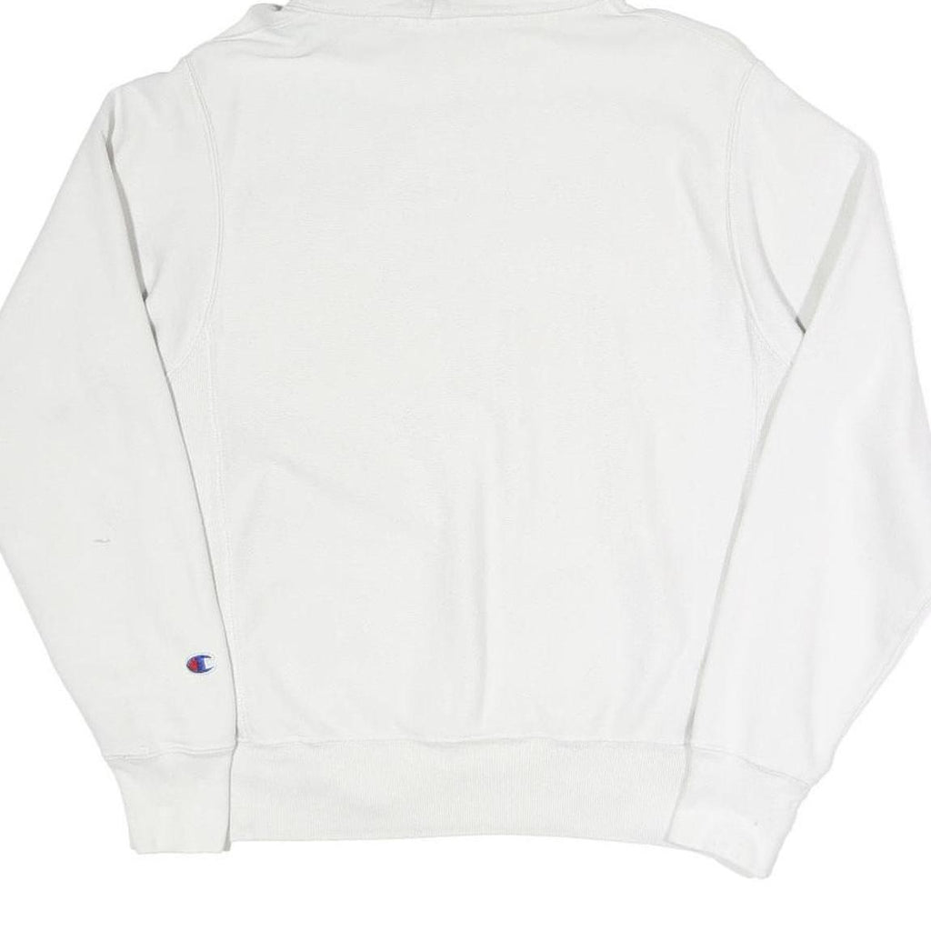 CHAMPION REVERSE WEAVE Mens White Hoodie S Classic Logo Pullover Cotton Blend