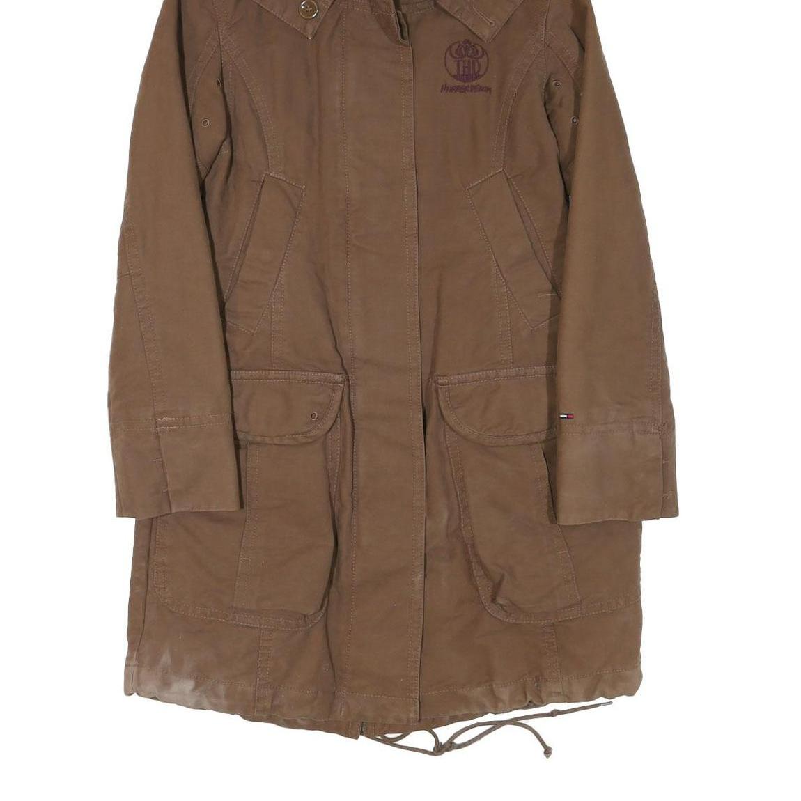 TOMMY HILFIGER Womens Brown & Purple Cotton Blend Hooded Jacket S Outerwear