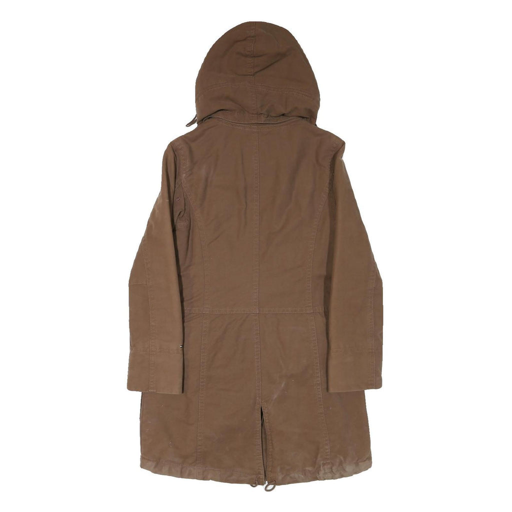 TOMMY HILFIGER Womens Brown & Purple Cotton Blend Hooded Jacket S Outerwear