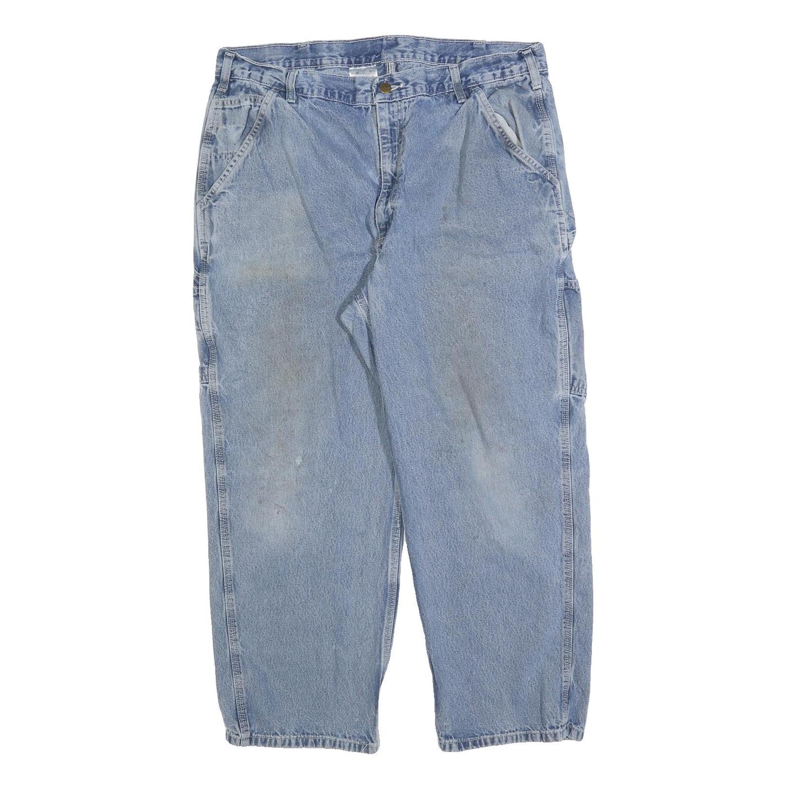 CARHARTT Mens Jeans Blue Loose Straight Denim Medium W40 L28 Workwear Zip