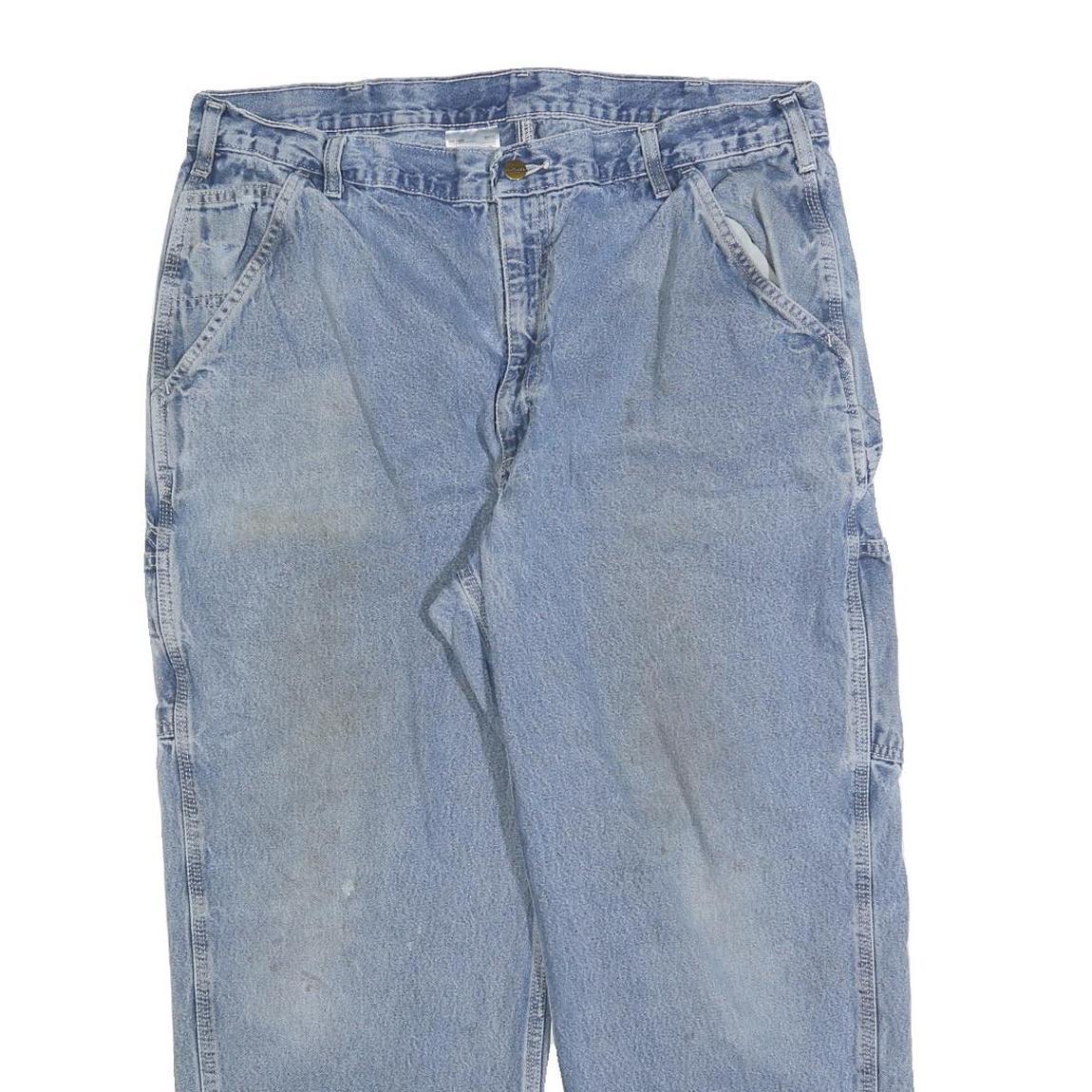 CARHARTT Mens Jeans Blue Loose Straight Denim Medium W40 L28 Workwear Zip