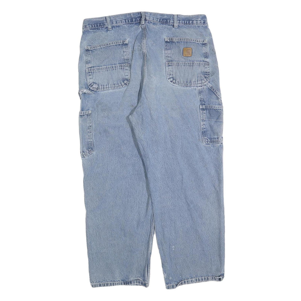 CARHARTT Mens Jeans Blue Loose Straight Denim Medium W40 L28 Workwear Zip