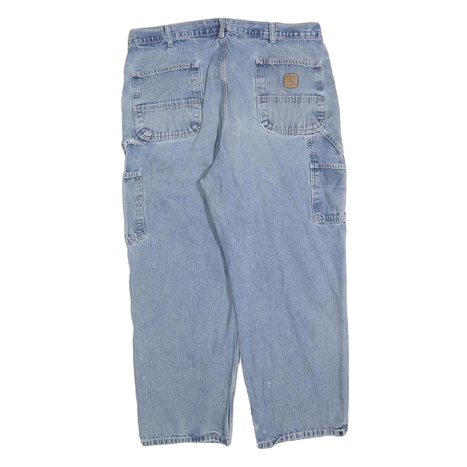 CARHARTT Mens Jeans Blue Loose Straight Denim Medium W40 L28 Workwear Zip