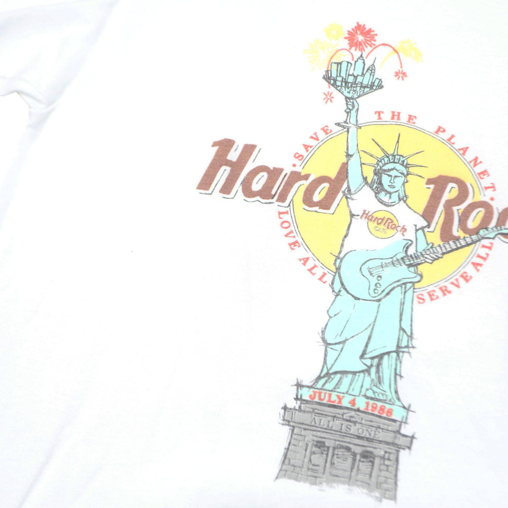 LEXINGTON Boys White Hard Rock Graphic T-Shirt M Short Sleeve Crew Neck Cotton