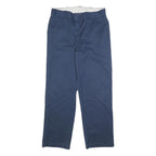 DICKIES Mens Regular Blue Cotton Blend Zip Trousers W36 L32 Workwear Casual