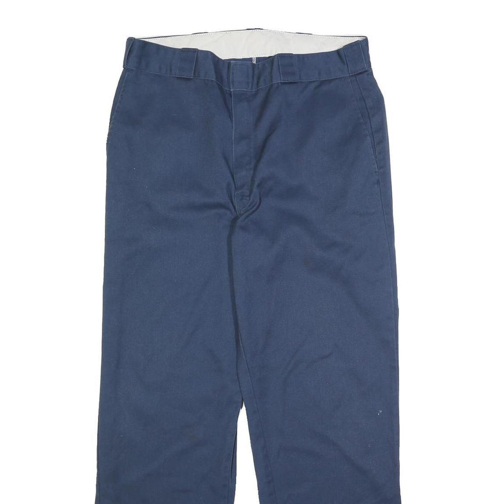 DICKIES Mens Regular Blue Cotton Blend Zip Trousers W36 L32 Workwear Casual