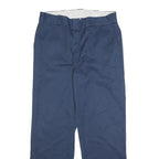 DICKIES Mens Regular Blue Cotton Blend Zip Trousers W36 L32 Workwear Casual