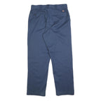 DICKIES Mens Regular Blue Cotton Blend Zip Trousers W36 L32 Workwear Casual