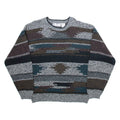 MICHAEL GERALD Mens Patterned Jumper Grey Colourblock Tight Knit L