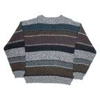 MICHAEL GERALD Mens Patterned Jumper Grey Colourblock Tight Knit L