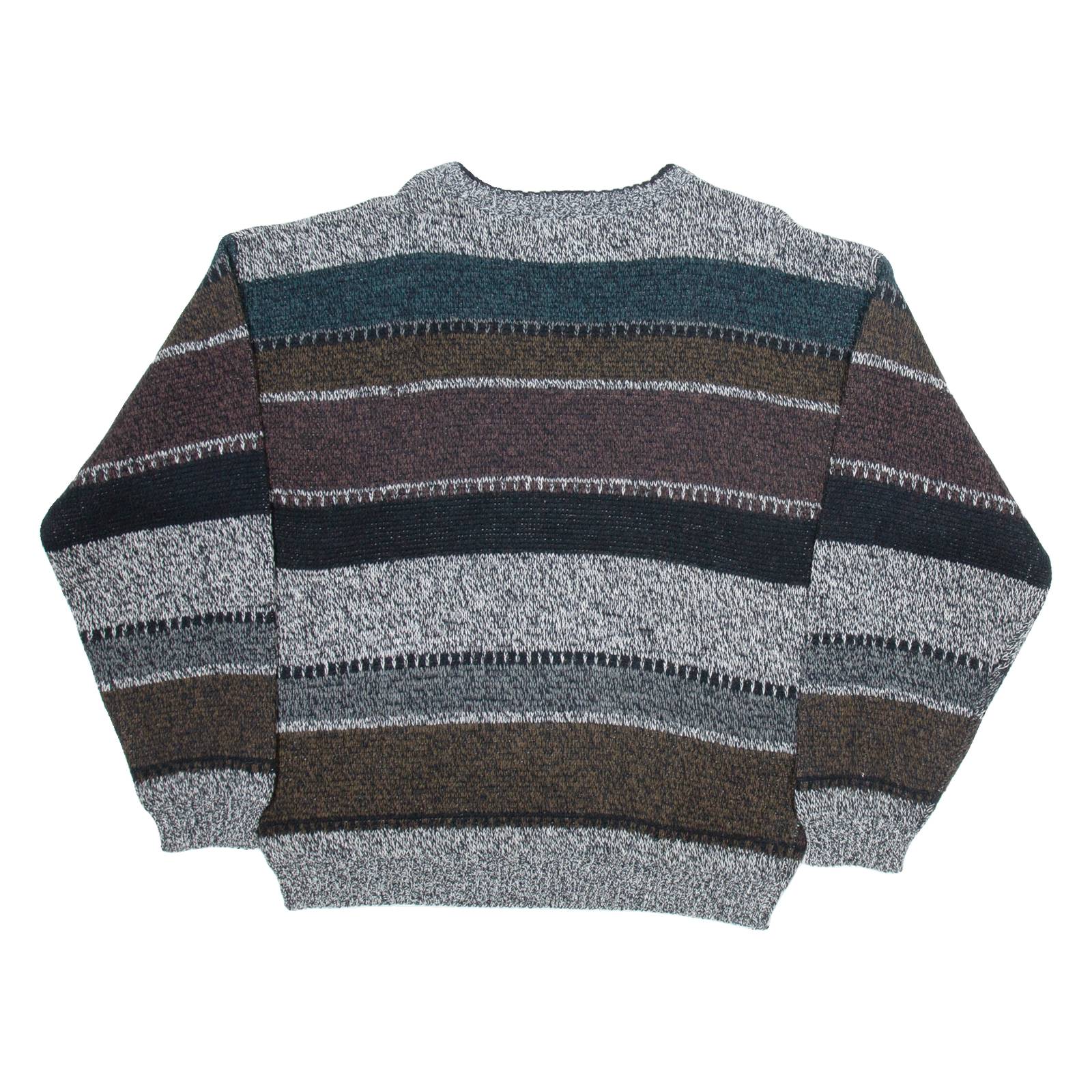 MICHAEL GERALD Mens Patterned Jumper Grey Colourblock Tight Knit L