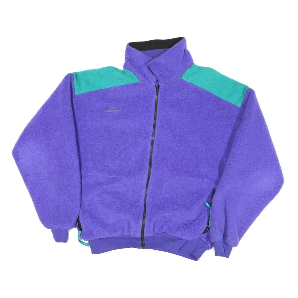 COLUMBIA Mens Purple & Teal Fleece Zip Jacket L Polyester Blend Outdoor Active