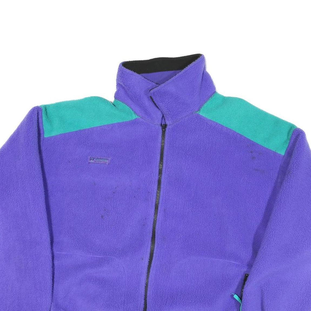 COLUMBIA Mens Purple & Teal Fleece Zip Jacket L Polyester Blend Outdoor Active