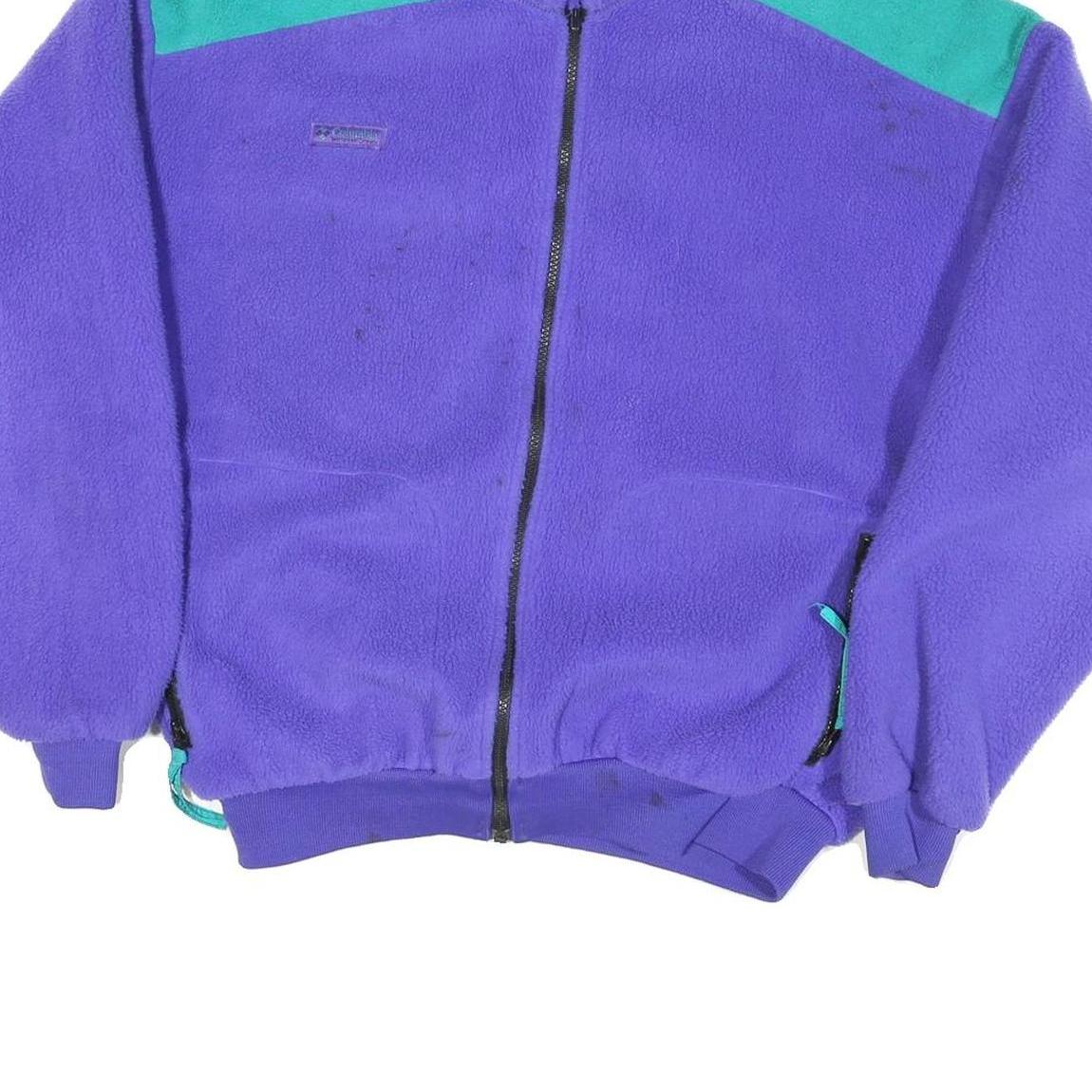 COLUMBIA Mens Purple & Teal Fleece Zip Jacket L Polyester Blend Outdoor Active